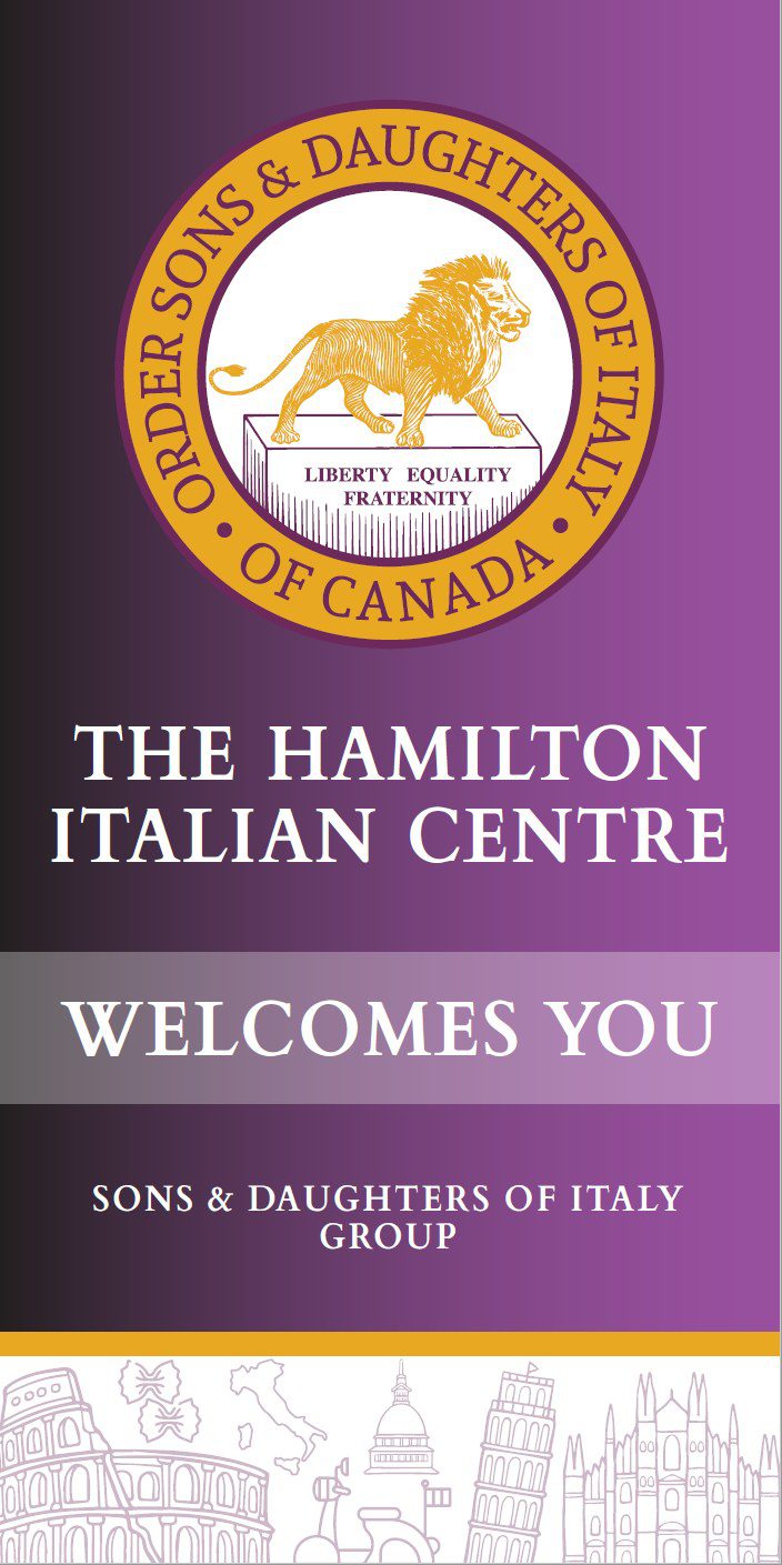 Sign welcoming visitors to the Hamilton Italian Club.