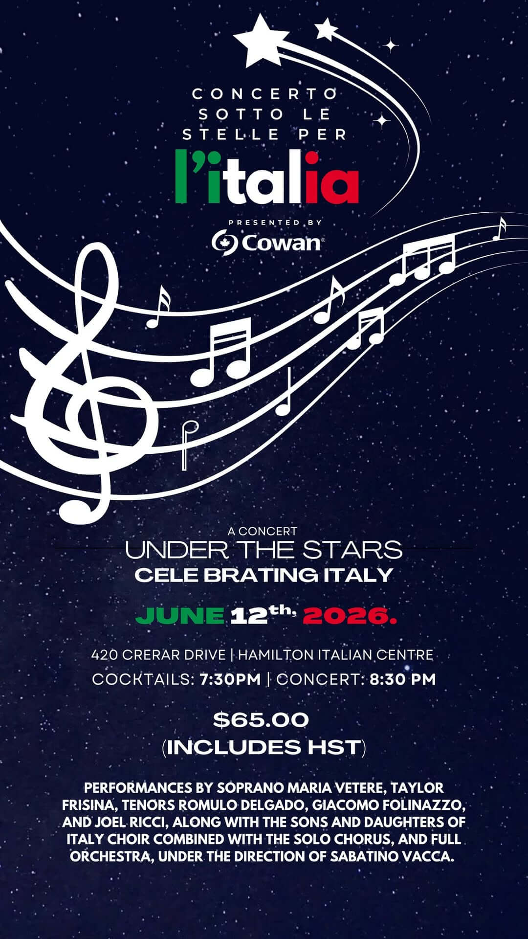 Musical concert poster for Italian celebration.