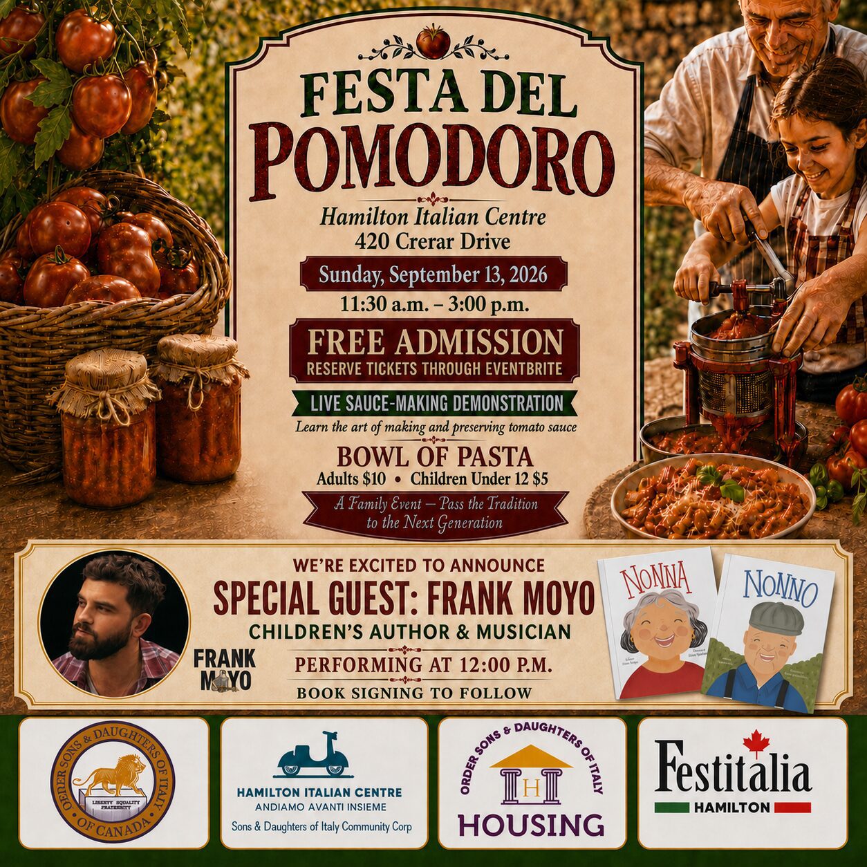 Festa del Pomodoro family event promotional flyer.