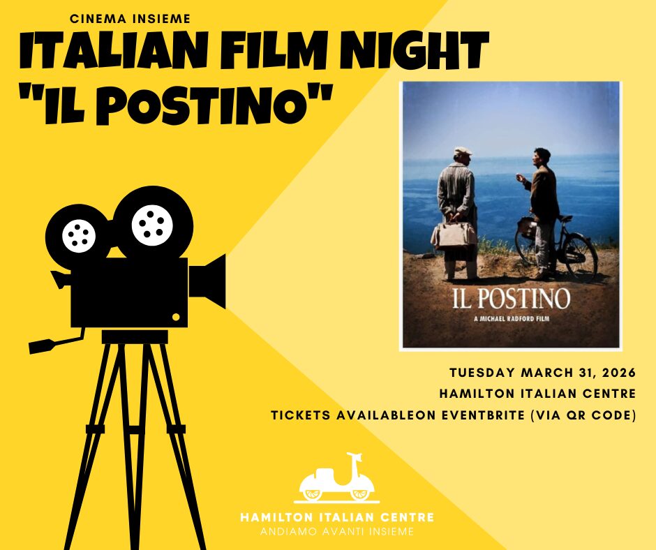 Italian Film Night poster with movie details.
