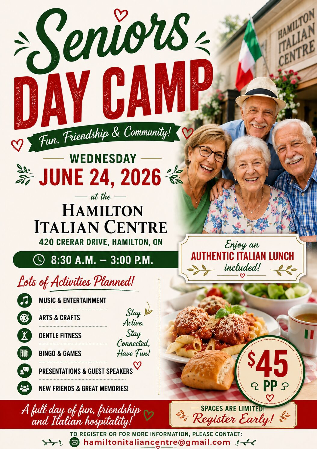 Seniors Day Camp poster with smiling seniors